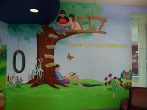 mural of children in tree house
