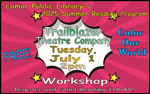July 1 at 2 p.m. Trailblazer Theatre Company Acting Workshop in the Cultural Events Center.