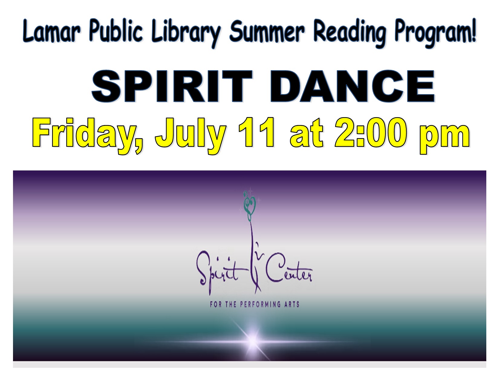 Spirit Center for the Performing Arts. Performance 2 p.m. Friday, July 11, in the Cultural Events Center.