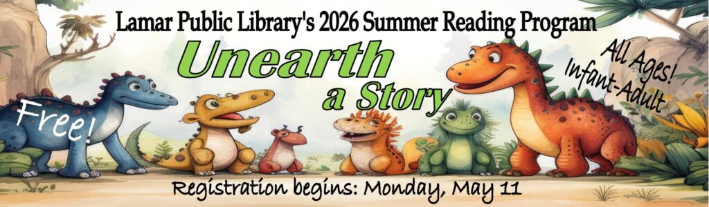 Summer Reading Program. Online registration Begins May 11. All Ages.